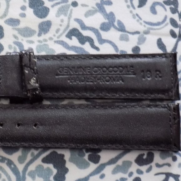 Hadley Roma Crocodile Calf Black Watch Band 18MM - Picture 2 of 3